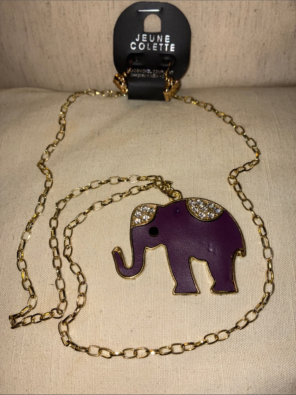 Jeune Colette Boho Purple & Gold Elephant Necklace & Earrings - BNWT